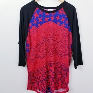 LuLaRoe Randy Tee Baseball Sleeve Top Size L